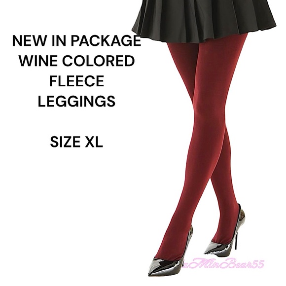 BRAND NEW IN PACKAGE WOMENS THERMO FLEECE LINED WARM TIGHTS, SIZE XL WINE COLOR - Picture 1 of 2